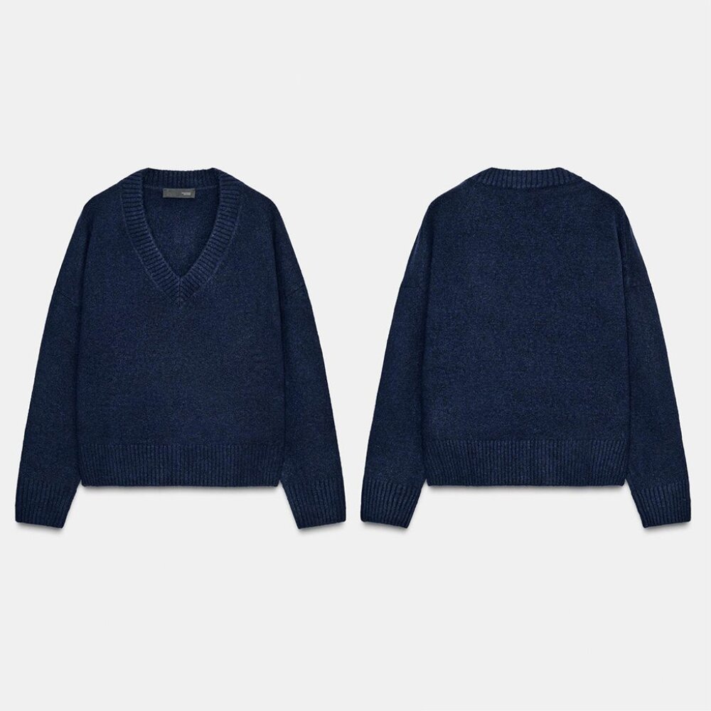 NEW ZARA soft knit v-neck sweater 2142 - Picture 2 of 3